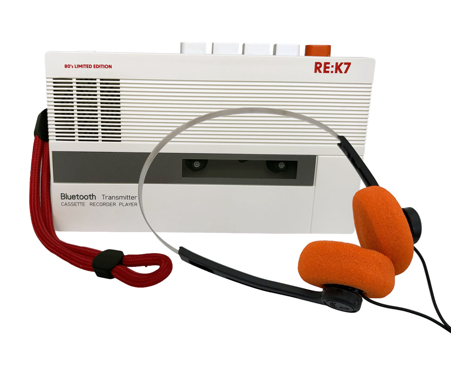 Pack Lecteur cassette Bluetooth vintage RE:K7 couleur blanc crème avec son casque vintage